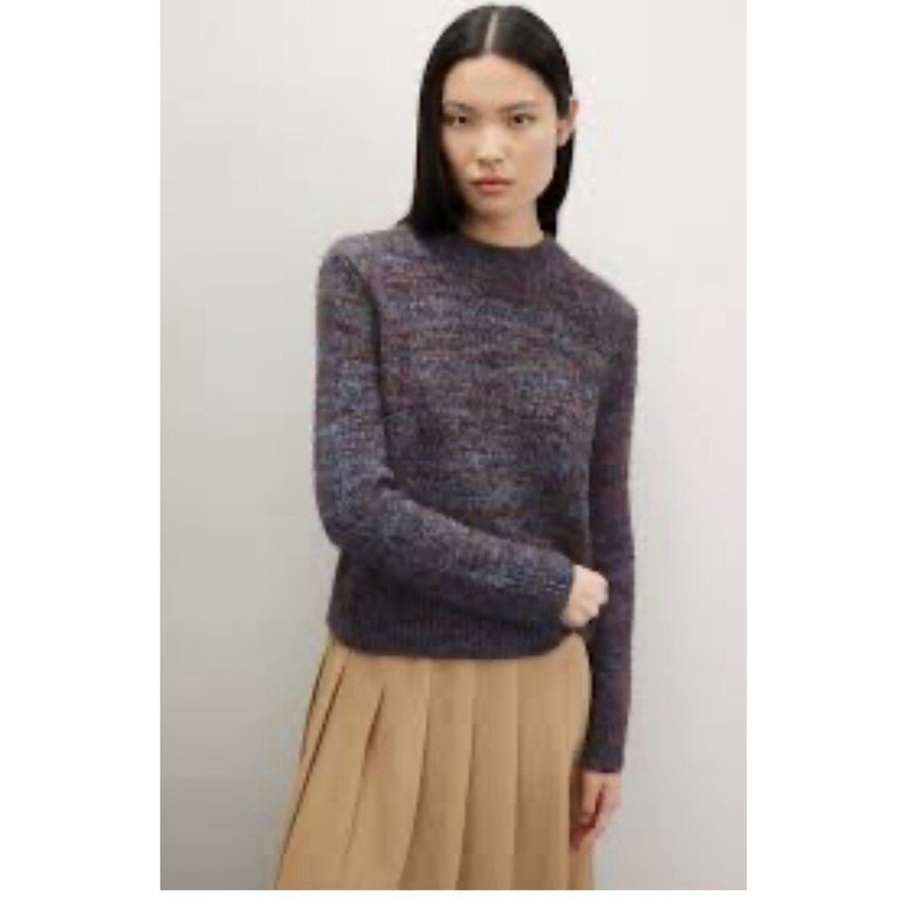 Vince Marled Crew Neck Sweater in Cognac Combo Size Small Alpaca Blend